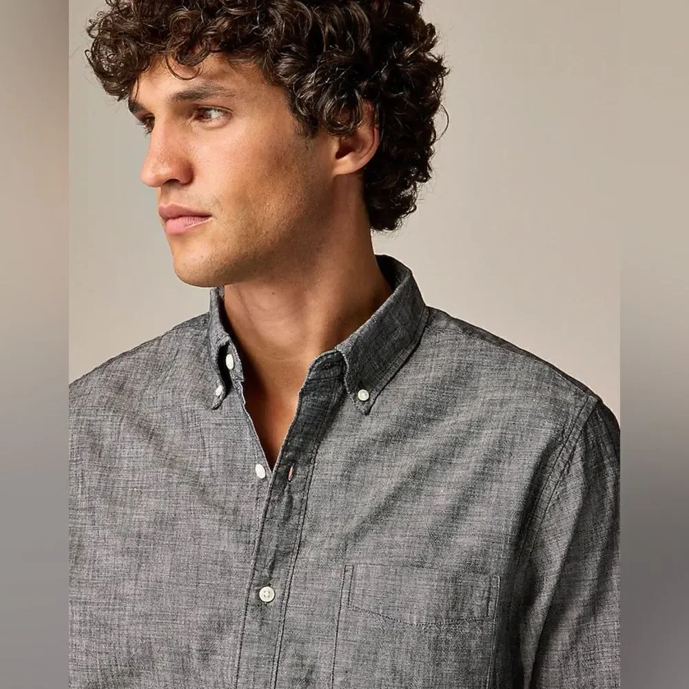 NWT J CREW Organic cotton chambray shirt in Black Chambray